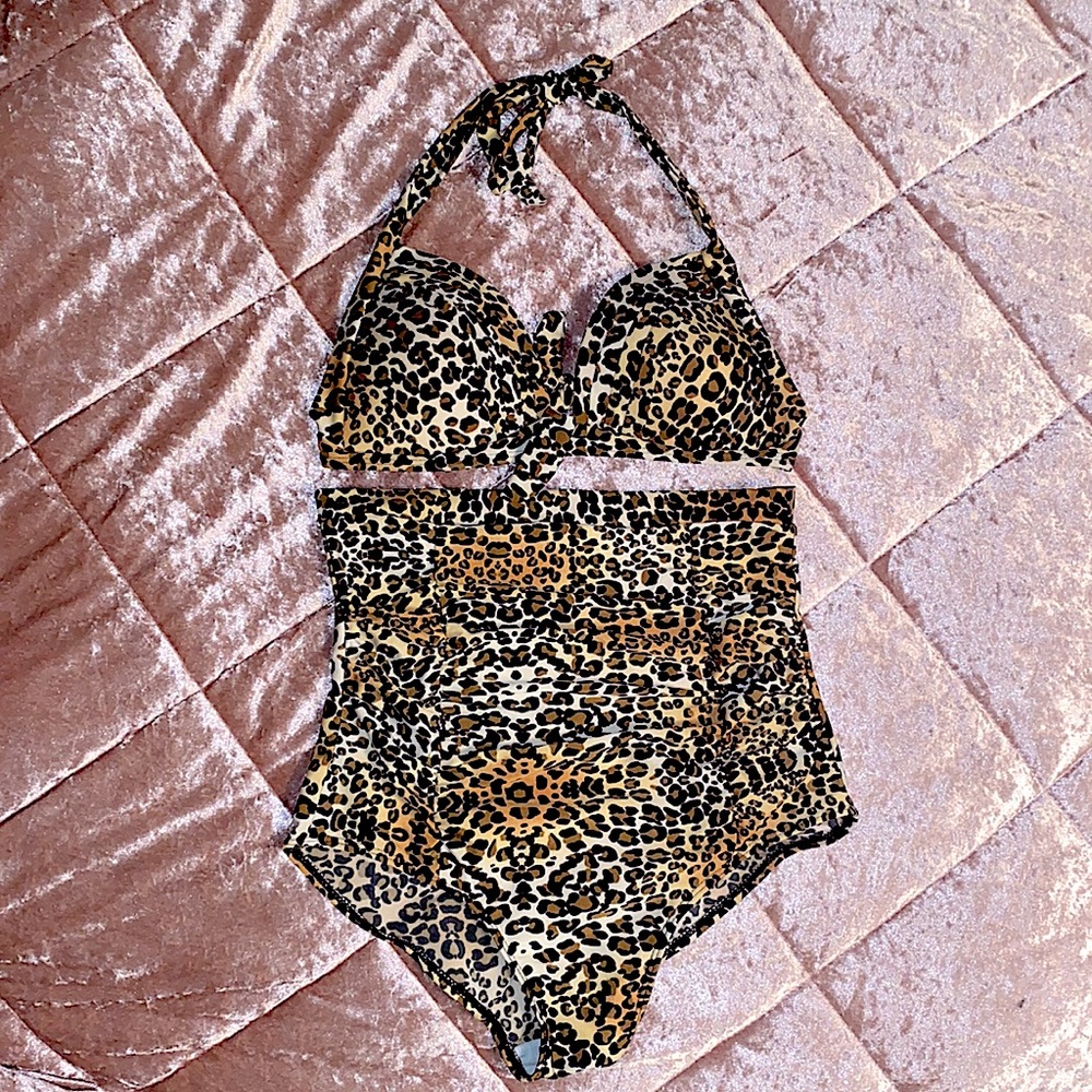 Cheetah Print High Waisted Bikini